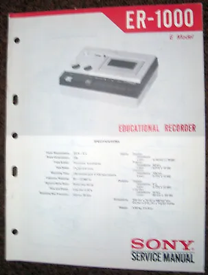 Kaufen SONY ER-1000 Educational Recorder Service Manual • 25€