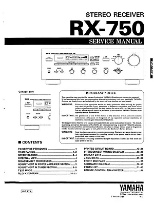 Kaufen Service Manual-Anleitung Für Yamaha RX-750  • 12.50€