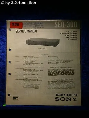 Kaufen Sony Service Manual SEQ 300 Graphic Equalizer  (#0966) • 14.95€