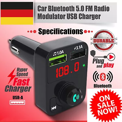 Kaufen FM Transmitter Auto Bluetooth Kfz Radio Adapter Mit Dual USB Ladegerät Für Handy • 3.93€