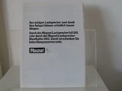Kaufen Magnat Lautsprecherfuß 001 Wandhalter 002  HiFi Prospekt Vintage Katalog • 4.90€