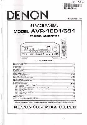 Kaufen Denon  Service Manual Für AVR-1601 / 681  Copy • 12.50€