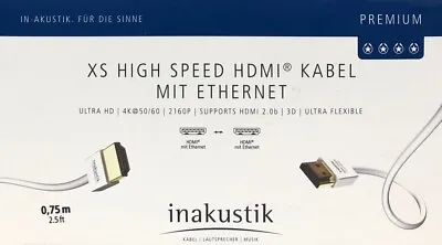 Kaufen Inakustik Premium XS High-Speed HDMI Kabel Mit Ethernet, 0,75 M, UVP 20,99 € • 14.99€