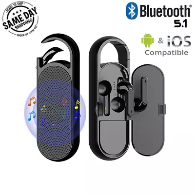 Kaufen Tragbare Mini 2 In 1 Bluetooth Lautsprecher Geräuschunterdrückung Drahtlose Ohrhörer BT 5.1 • 34.57€