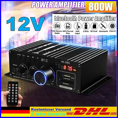 Kaufen 800W Digital Verstärker Bluetooth USB Stereo Power Amplifier HiFi Audio MP3 FM • 22.99€