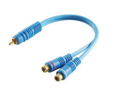 Kaufen Cinch Chinch RCA Y Kabel Kabel Adapter Verteiler Weiche Subwoofer 2:1 KURZ Blau • 1.97€