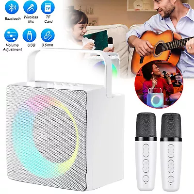 Kaufen Karaoke Maschine Für Kinder, LED Bluetooth Karaoke Lautsprecher Mit Mikrofonen • 30.99€