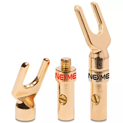 Kaufen NEXMEX High End Kabelschuhe 2x Hifi Gabelschuhe Für Kabel Bis 6mm² 24k Vergoldet • 5.49€