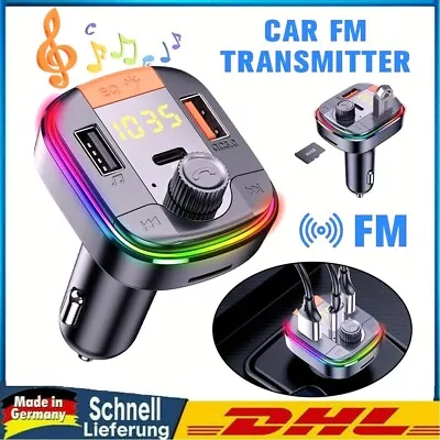Kaufen FM Transmitter,Auto Bluetooth Kfz Radio Adapter USB Type-C MP3 Ladegerät Handy • 13.99€