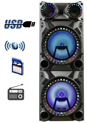 Kaufen Lautsprecher Mit Rad-LED-Beleuchtung, 2 Kabellosem Mikrofonen Und Fernbedienung • 159.94€