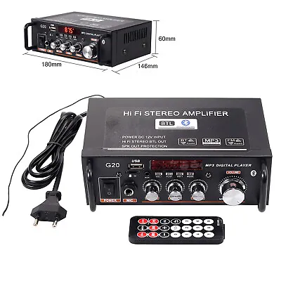 Kaufen Bluetooth Mini Verstärker HiFi Power Audio Stereo Bass AMP USB MP3 FM Auto • 27.46€