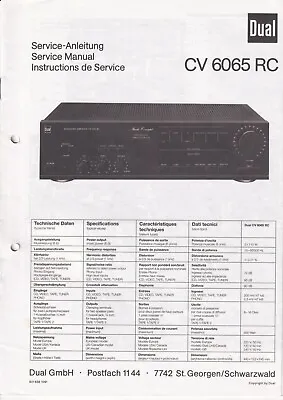 Kaufen Service Manual-Anleitung Für Dual CV 6065 RC  • 9€