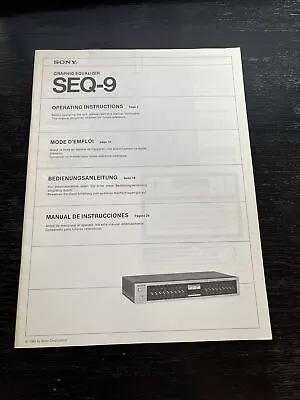 Kaufen Sony SEQ-9 Graphic Equalizer Bedienungsanleitung Operating Instructions  • 14.99€