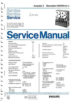 Kaufen Service Manual-Anleitung Für Philips N 4504  • 12€