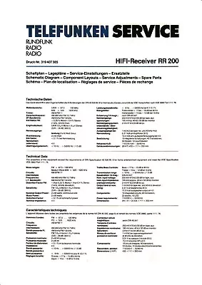 Kaufen Service Manual-Anleitung Für Telefunken RR 200  • 9€