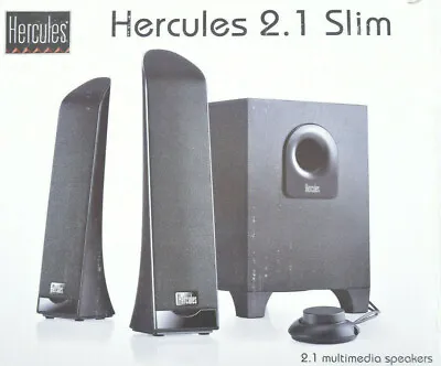 Kaufen Hercules 2.1 Slim Lautsprecher Mit Subwoofer Boxen Sound Anlage Schwarz PC Büro • 24.95€