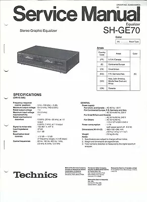 Kaufen Technics Original Service Manual Für SH- GE 70 • 10.20€