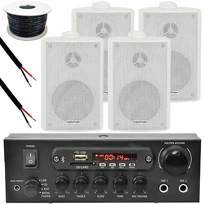 Kaufen Aussenbereich Bluetooth Lautsprecher Kit 4x Weiß Karaoke Stereo Amp Garten BBQ Partys • 231.68€