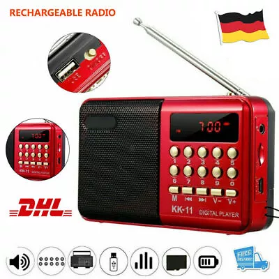Kaufen Tragbarer FM Radio Lautsprecher Akku Mini Box Musikbox MP3 Player USB SD Aux • 10.89€