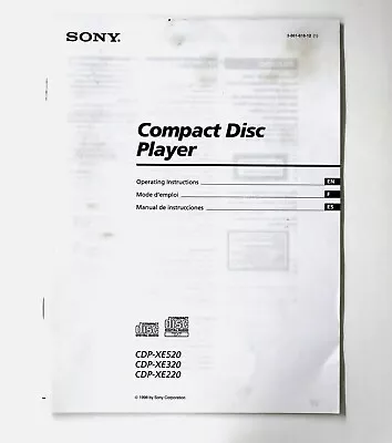 Kaufen Original SONY CDP-XE520/-XE320/-XE220 CD-Player User Manual /Bedienungsanleitung • 19€