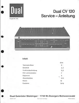Kaufen Dual Original Service Manual Für CV 120   • 13.50€