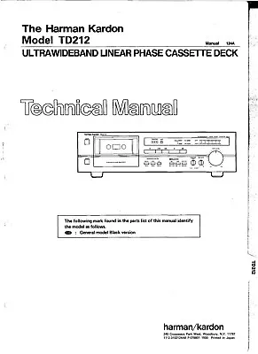 Kaufen Service Manual-Anleitung Für Harman Kardon TD 212  • 12€