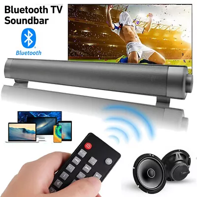 Kaufen Bluetooth Soundbar TV-PC Sound System 3D Surround Subwoofer Lautsprecher USB/AUX • 23.99€