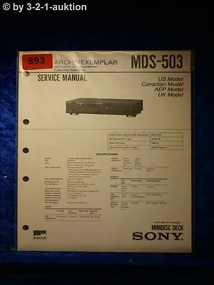 Kaufen Sony Service Manual MDS 503 (#0893) • 15.99€