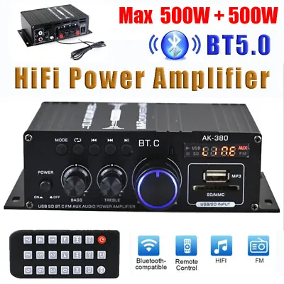 Kaufen 1000W Verstärker Stereo Amplifier HIFI Digital Bluetooth FM USB Vollverstärker • 22.99€