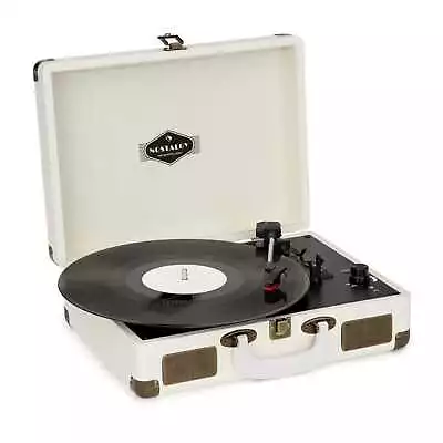 Kaufen *B-WARE* Schallplatten Vinyl Spieler Turntable Stereo Lautsprecher Koffer Creme • 42.99€