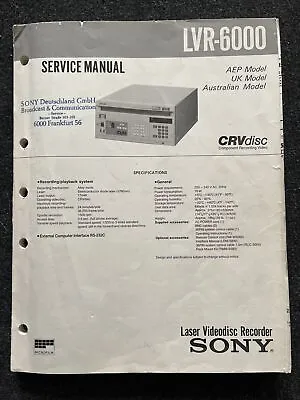 Kaufen SONY LVR-6000 Laserdisc-Recorder Service Manual Anleitung - Very Rare • 79€