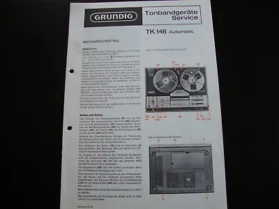 Kaufen Original Service Manual Schaltplan Grundig TK 147 Hifi De Luxe • 11.50€