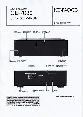 Kaufen Service Manual-Anleitung Für Kenwood GE-7030  • 10€