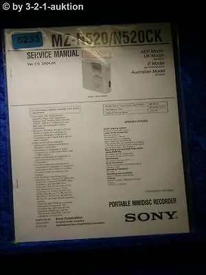 Kaufen Sony Service Manual MZ N520 /N520CK Mini Disc Recorder (#5233) • 11.99€