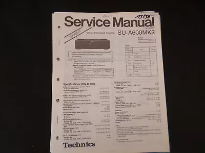 Kaufen Original Service Manual Schaltplan Technics SU-A600MK2 • 12.50€
