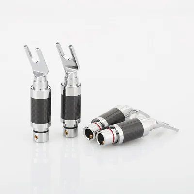 Kaufen 4PCS Spate Plug Carbon Fiber Lautsprecher 7.4mm Kabel Stecker Rhodium überzogen • 42.83€