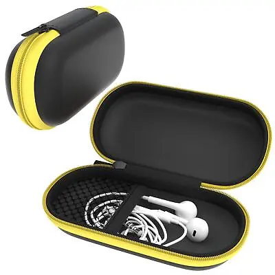 Kaufen Kopfhörer Tasche Case Schutzhülle Aufbewahrungstasche Netzfach Oval Gelb • 6.99€