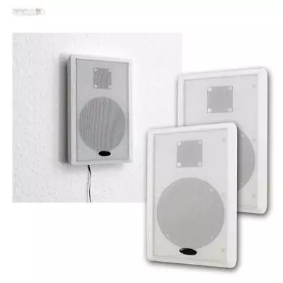 Kaufen Flat Panel Slim Fine Flach Wand Lautsprecher Paar Weiß 40W 2Wege Surround Stereo • 66.99€