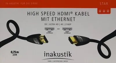 Kaufen Inakustik Star Serie High-Speed HDMI-Kabel Mit Ethernet 0,75 M, UVP 12,89 € • 7.99€