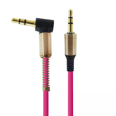 Kaufen 3,5mm Klinke AUX Kabel 90 Grad Winkel 1m Rosa Stereo Für Handy Musik Audio Sound • 4.89€