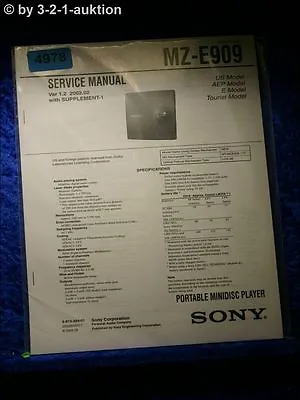 Kaufen Sony Service Manual MZ E909 Mini Disc Player (#4978) • 11.99€