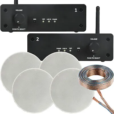 Kaufen Multi Zone WiFi Decken-Lautsprechersystem 2 Zimmer 80 W Wireless Musik-Streaming-Kit • 406.53€