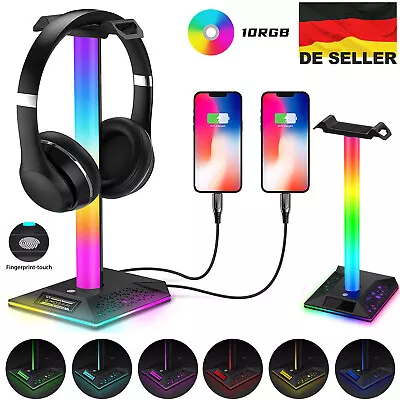 Kaufen Headset Halterung Gaming Kopfhörer Halter RGB Kopfhörerständer 2 USB Anschlüssen • 21.95€