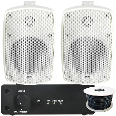 Kaufen Aussenbereich WiFi Lautsprecher Kit 2x 60W Weiß IP44 Stereo Verstärker Garten BBQ Party • 218.95€