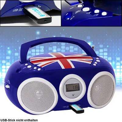 Kaufen Boombox Stereoradio Kinder Musikanlage GB Flaggen Design CD MP3 USB Stereoanlage • 42.90€