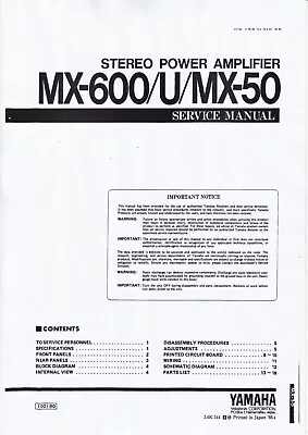 Kaufen Service Manual-Anleitung Für Yamaha MX-50, MX-600  • 12€