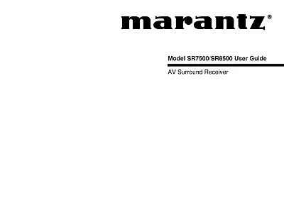 Kaufen Bedienungsanleitung-Operating Instructions Für Marantz SR-7500, SR-8500  • 12€