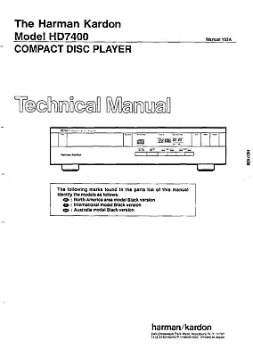Kaufen Technical Manual-Anleitung Für Harman Kardon HD 7400  • 13€