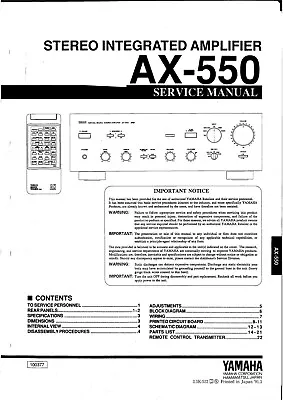 Kaufen Service Manual-Anleitung Für Yamaha AX-550  • 11.50€