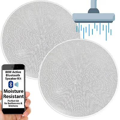 Kaufen Aktives Bluetooth Deckenlautsprecher-Kit 5,25  80 W Feuchtigkeitsbeständiges Badezimmer Audio • 80.74€